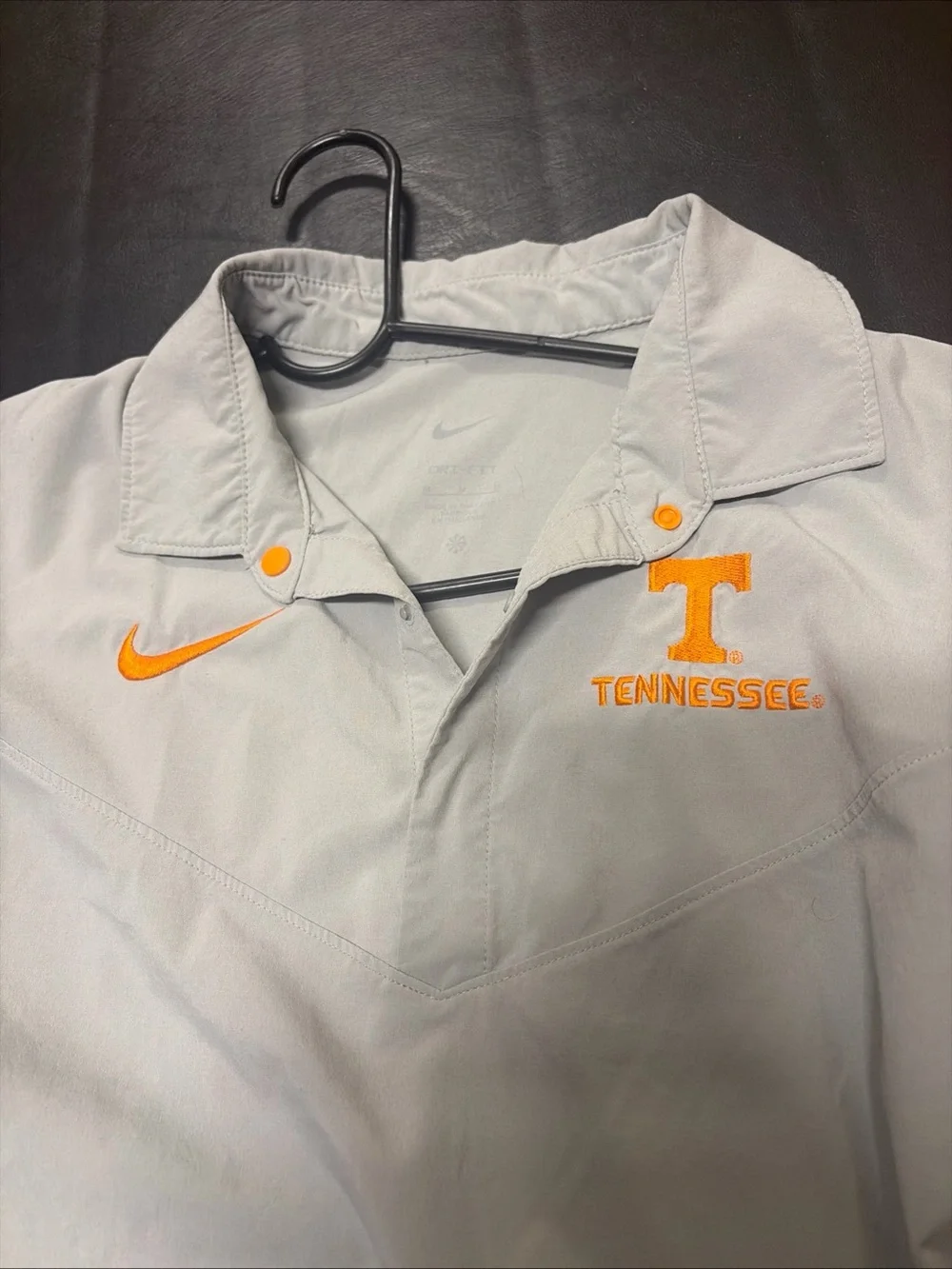 Nike Light Gray Pullover Polo with Orange Tennessee Logos